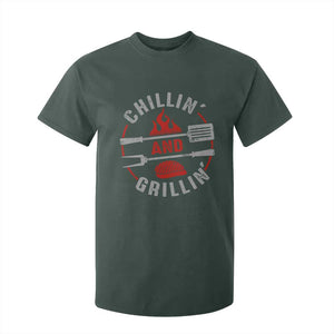 Funny BBQ Lover T Shirt For Kid Chillin And Grillin Smoker Grilling Pitmaster TS09 Dark Forest Green Print Your Wear
