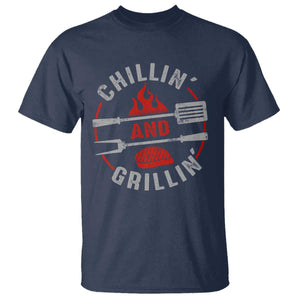 Funny BBQ Lover T Shirt Chillin And Grillin Smoker Grilling Pitmaster TS09 Navy Print Your Wear