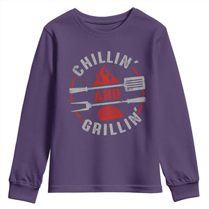 Funny BBQ Lover Youth Sweatshirt Chillin And Grillin Smoker Grilling Pitmaster TS09 Purple Print Your Wear