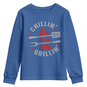 Funny BBQ Lover Youth Sweatshirt Chillin And Grillin Smoker Grilling Pitmaster TS09 Royal Blue Print Your Wear