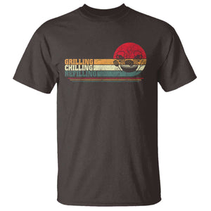 Funny BBQ Lover T Shirt Grilling Chillin' Refillin Beer Drinking Smoker Grilling Pitmaster TS09 Dark Chocolate Print Your Wear