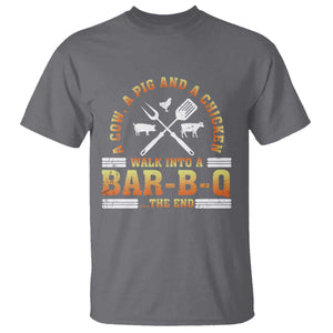Funny BBQ Lover T Shirt A Cow A Pig And A Chicken Walk Into A Bar B Q Barbecue Pitmaster TS09 Charcoal Print Your Wear