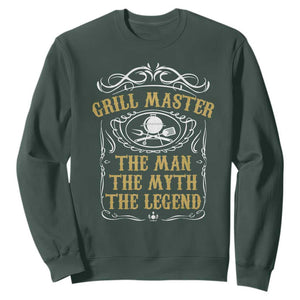 BBQ Grilling Pitmaster Sweatshirt Grill Master The Man The Myth The Legend TS09 Dark Forest Green Print Your Wear