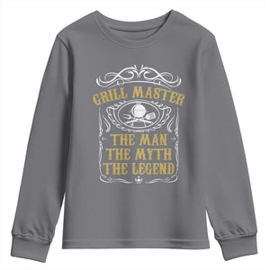 BBQ Grilling Pitmaster Youth Sweatshirt Grill Master The Man The Myth The Legend TS09 Charcoal Print Your Wear