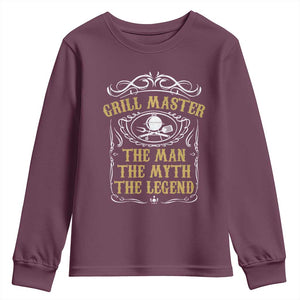 BBQ Grilling Pitmaster Youth Sweatshirt Grill Master The Man The Myth The Legend TS09 Maroon Print Your Wear