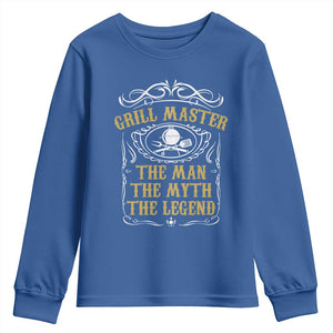 BBQ Grilling Pitmaster Youth Sweatshirt Grill Master The Man The Myth The Legend TS09 Royal Blue Print Your Wear
