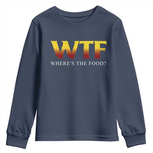 Funny BBQ Lover Youth Sweatshirt WTF Where's The Food Grilling TS09 Navy Print Your Wear