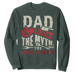 Funny BBQ Grilling Pitmaster Sweatshirt Dad The Man The Myth The Grill Master TS09 Dark Forest Green Print Your Wear