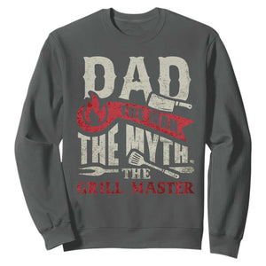 Funny BBQ Grilling Pitmaster Sweatshirt Dad The Man The Myth The Grill Master TS09 Dark Heather Print Your Wear