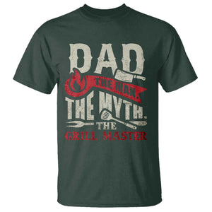 Funny BBQ Grilling Pitmaster T Shirt Dad The Man The Myth The Grill Master TS09 Dark Forest Green Print Your Wear