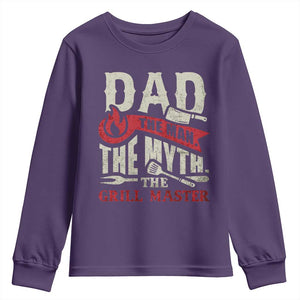 Funny BBQ Grilling Pitmaster Youth Sweatshirt Dad The Man The Myth The Grill Master TS09 Purple Print Your Wear