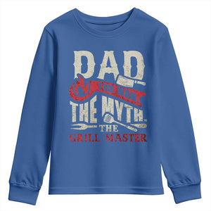 Funny BBQ Grilling Pitmaster Youth Sweatshirt Dad The Man The Myth The Grill Master TS09 Royal Blue Print Your Wear