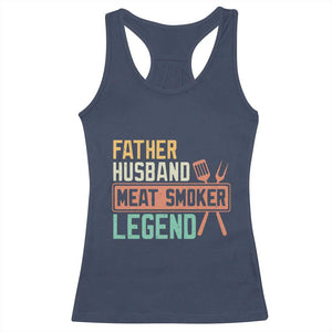 Funny BBQ Grilling Pitmaster Racerback Tank Top Father Husband Meat Smoker Legend Retro TS09 Navy Print Your Wear