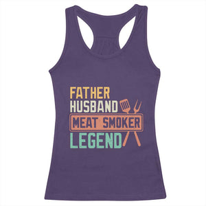 Funny BBQ Grilling Pitmaster Racerback Tank Top Father Husband Meat Smoker Legend Retro TS09 Purple Print Your Wear