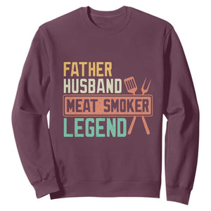 Funny BBQ Grilling Pitmaster Sweatshirt Father Husband Meat Smoker Legend Retro TS09 Maroon Print Your Wear