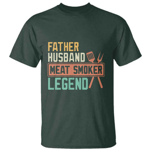 Funny BBQ Grilling Pitmaster T Shirt Father Husband Meat Smoker Legend Retro TS09 Dark Forest Green Print Your Wear