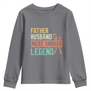 Funny BBQ Grilling Pitmaster Youth Sweatshirt Father Husband Meat Smoker Legend Retro TS09 Charcoal Print Your Wear