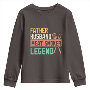 Funny BBQ Grilling Pitmaster Youth Sweatshirt Father Husband Meat Smoker Legend Retro TS09 Dark Chocolate Print Your Wear