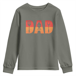 Funny BBQ Grill Dad Youth Sweatshirt TS09 Military Green Print Your Wear