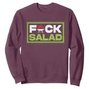 Funny BBQ Lover Sweatshirt Fxxk Salad Anti Vegan Jokes TS09 Maroon Print Your Wear