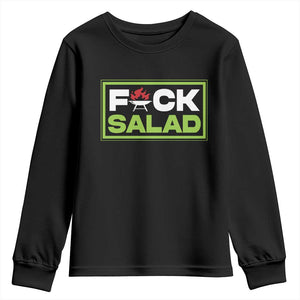 Funny BBQ Lover Youth Sweatshirt Fxxk Salad Anti Vegan Jokes TS09 Black Print Your Wear