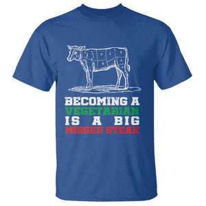 Vegetarian Jokes T Shirt Becoming A Vegetarian Is A Big Missed Steak TS09 Royal Blue Print Your Wear