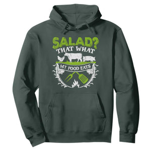Funny BBQ Lover Hoodie Salad That's What My Food Eats Anti Vegan Jokes TS09 Dark Forest Green Print Your Wear