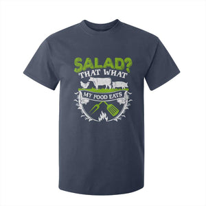 Funny BBQ Lover T Shirt For Kid Salad That's What My Food Eats Anti Vegan Jokes TS09 Navy Print Your Wear
