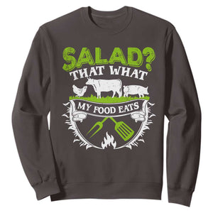 Funny BBQ Lover Sweatshirt Salad That's What My Food Eats Anti Vegan Jokes TS09 Dark Chocolate Print Your Wear