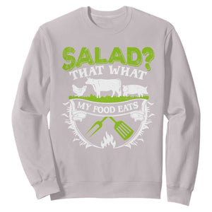 Funny BBQ Lover Sweatshirt Salad That's What My Food Eats Anti Vegan Jokes TS09 Ice Gray Print Your Wear