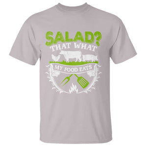 Funny BBQ Lover T Shirt Salad That's What My Food Eats Anti Vegan Jokes TS09 Ice Gray Print Your Wear