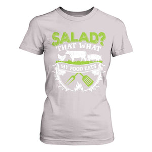 Funny BBQ Lover T Shirt For Women Salad That's What My Food Eats Anti Vegan Jokes TS09 Ice Gray Print Your Wear