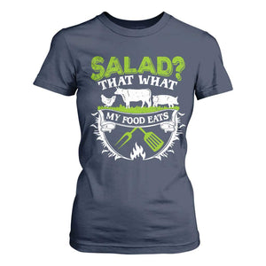 Funny BBQ Lover T Shirt For Women Salad That's What My Food Eats Anti Vegan Jokes TS09 Navy Print Your Wear