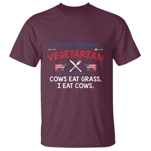 Funny BBQ Lover T Shirt Cow Eat Grass I Eat Cow Anti Vegan Jokes TS09 Maroon Print Your Wear