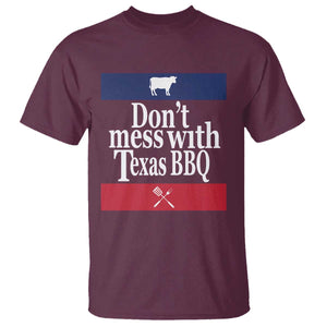 Don't Mess With Texas BBQ T Shirt TS09 Maroon Print Your Wear
