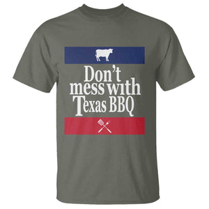 Don't Mess With Texas BBQ T Shirt TS09 Military Green Print Your Wear