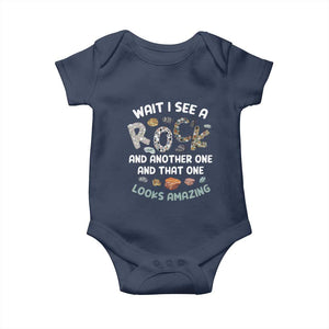 Rock Collector Baby Onesie Wait I See A Rock Geologist TS09 Navy Print Your Wear