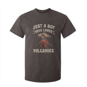 Funny Volcanologist T Shirt For Kid Just A Boy Who Loves Volcanoes Lava TS09 Dark Chocolate Print Your Wear