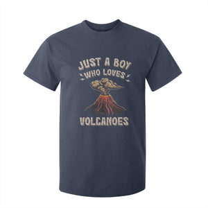 Funny Volcanologist T Shirt For Kid Just A Boy Who Loves Volcanoes Lava TS09 Navy Print Your Wear