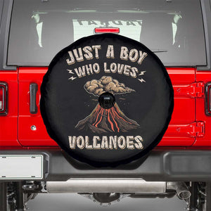 Funny Volcanologist Spare Tire Cover Just A Boy Who Loves Volcanoes Lava TS09 Black Print Your Wear