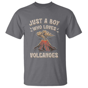 Funny Volcanologist T Shirt Just A Boy Who Loves Volcanoes Lava TS09 Charcoal Print Your Wear