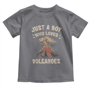 Funny Volcanologist Toddler T Shirt Just A Boy Who Loves Volcanoes Lava TS09 Charcoal Print Your Wear