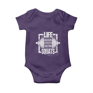Gymer Baby Onesie Life Has Its Ups And Downs I Call Them Squats TS09 Purple Print Your Wear
