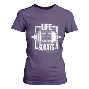Gymer T Shirt For Women Life Has Its Ups And Downs I Call Them Squats TS09 Purple Print Your Wear