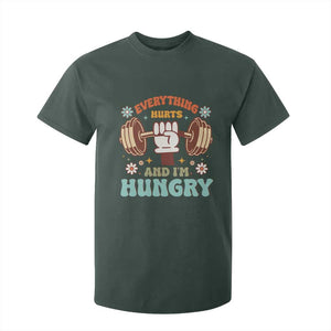 Gymer T Shirt For Kid Everything Hurts And I'm Hungry TS09 Dark Forest Green Print Your Wear