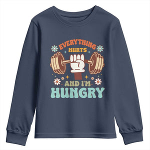 Gymer Youth Sweatshirt Everything Hurts And I'm Hungry TS09 Navy Print Your Wear
