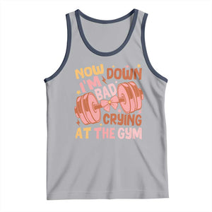 Gymer Tank Top Down Bad Crying At The Gym Groovy Bow Coquette TS09 Athletic Heather Navy Print Your Wear