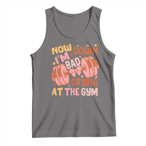 Gymer Tank Top Down Bad Crying At The Gym Groovy Bow Coquette TS09 Deep Heather Print Your Wear