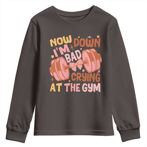 Gymer Youth Sweatshirt Down Bad Crying At The Gym Groovy Bow Coquette TS09 Dark Chocolate Print Your Wear