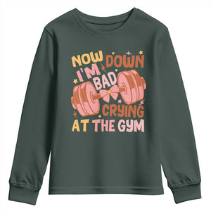 Gymer Youth Sweatshirt Down Bad Crying At The Gym Groovy Bow Coquette TS09 Dark Forest Green Print Your Wear